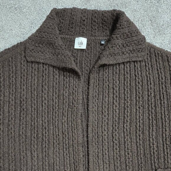Cabi 3702 Repose Brown Chunky Cape Cardigan Poncho Open Front Cozy Neutral - Picture 5 of 10